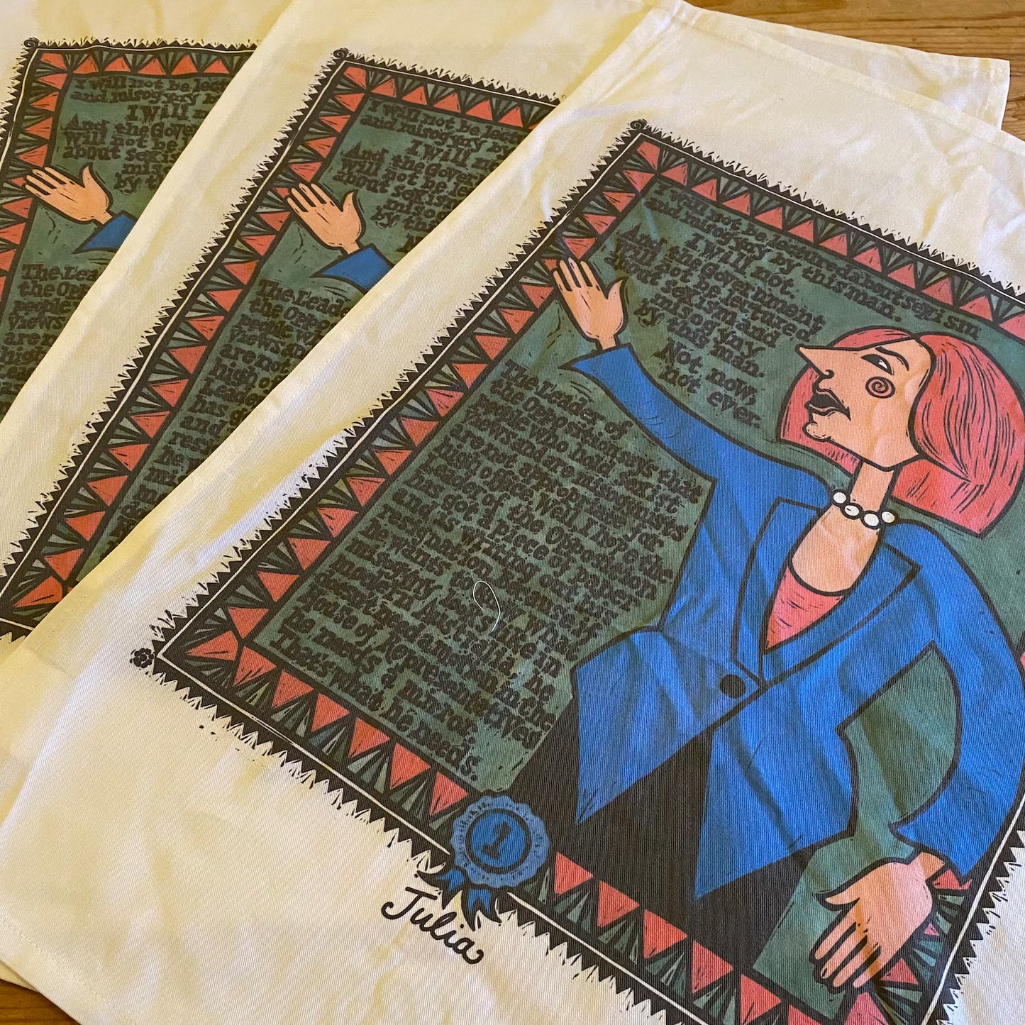 Julia Gillard Tea Towel by Sally Heinrich