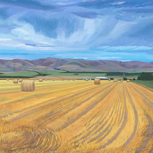 'Haybales' Print by Lesley Redgate