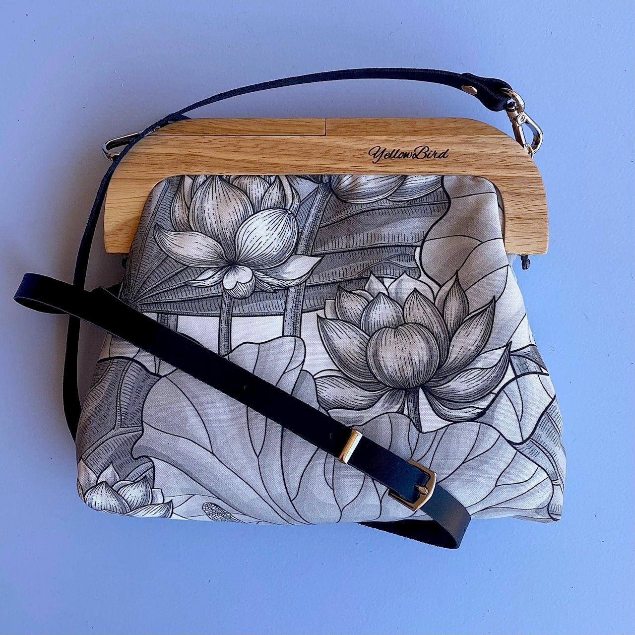 White Lotus Garden Amelie Clutch Medium by Yellowbird Handmade