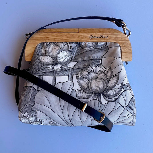 White Lotus Garden Amelie Clutch Medium by Yellowbird Handmade